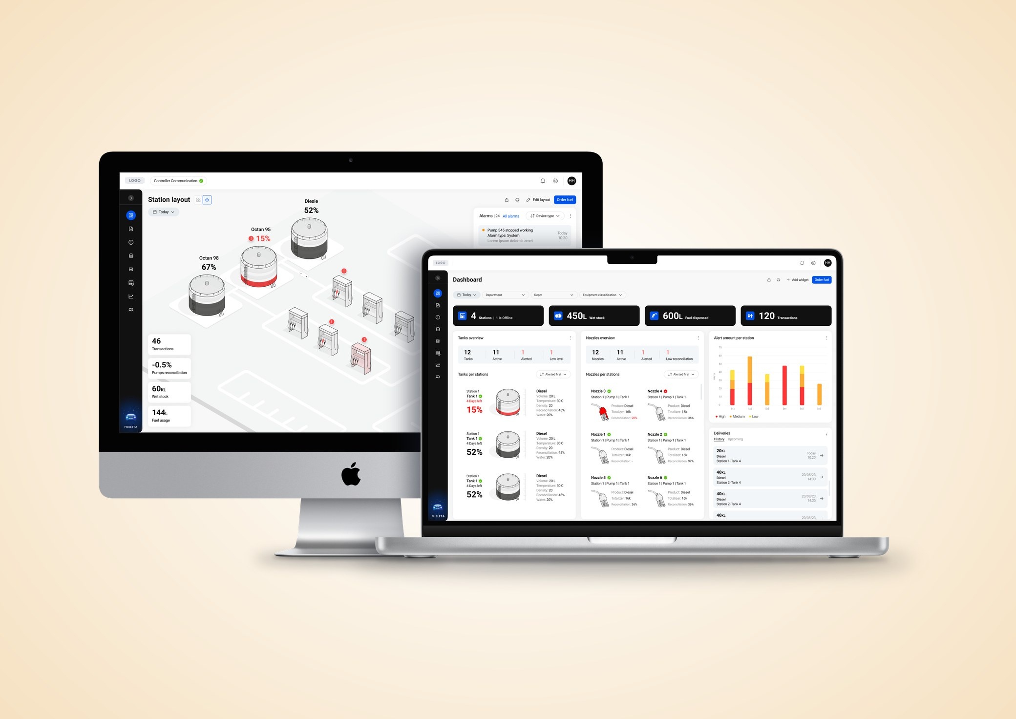 Fuel & Fleet Management Dashboards on a desktop and laptop